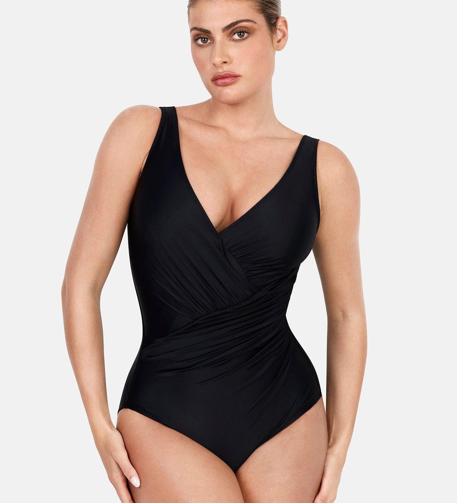 Built-In Shapewear V-Neck Low-Back Swimsuits